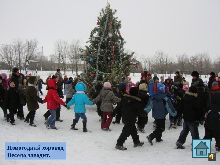 Лишь зимою Новый год С ёлкою приходит. Новогодний хоровод Весело заводит.