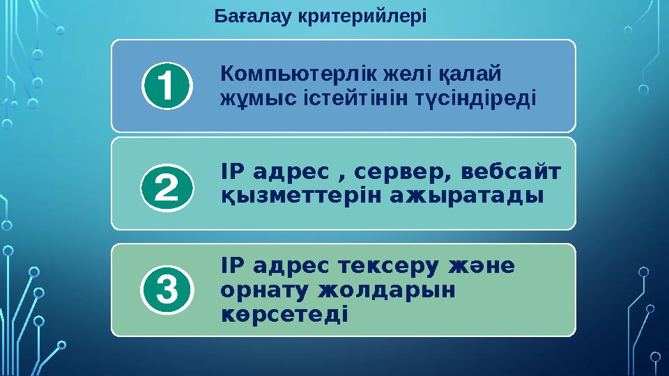 Компьютерлік желі қалай жұмыс істейтінін түсіндіреді IP адрес , сервер, вебсайт қызметтерін ажыратады IP адрес тексеру жә