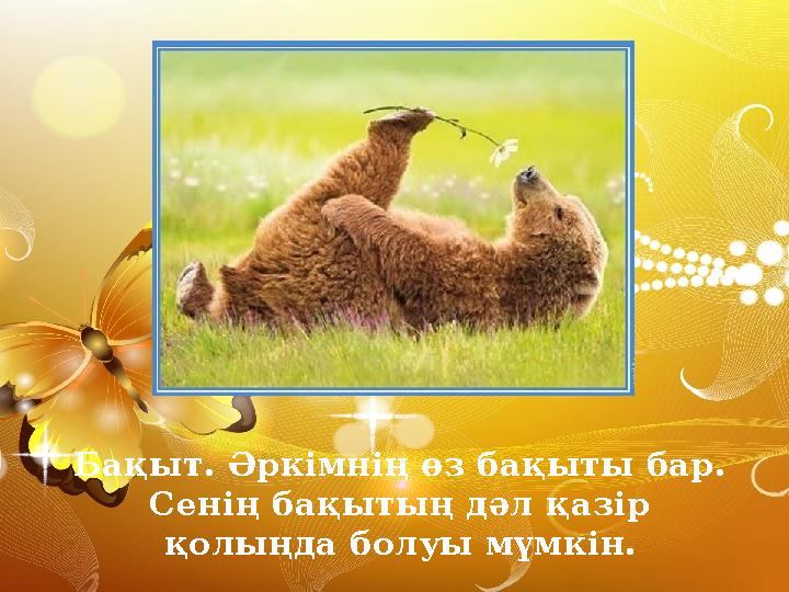 Бақыт. Әркімнің өз бақыты бар. Сенің бақытың дәл қазір қолыңда болуы мүмкін.