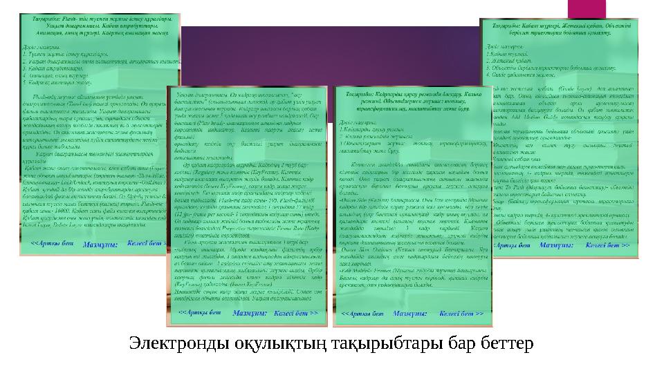 Электронды оқулықтың тақырыбтары бар беттер