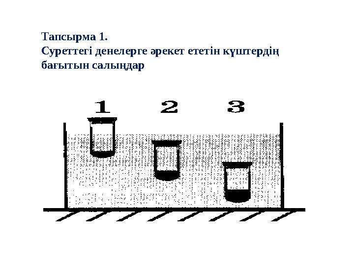 Тапсырма 1. Суреттегі денелерге әрекет ететін күштердің бағытын салыңдар