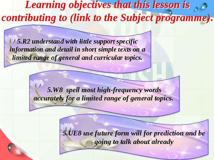 Learning objectives that this lesson is contributing to (link to the Subject programme) . Learning objectives that this lesson