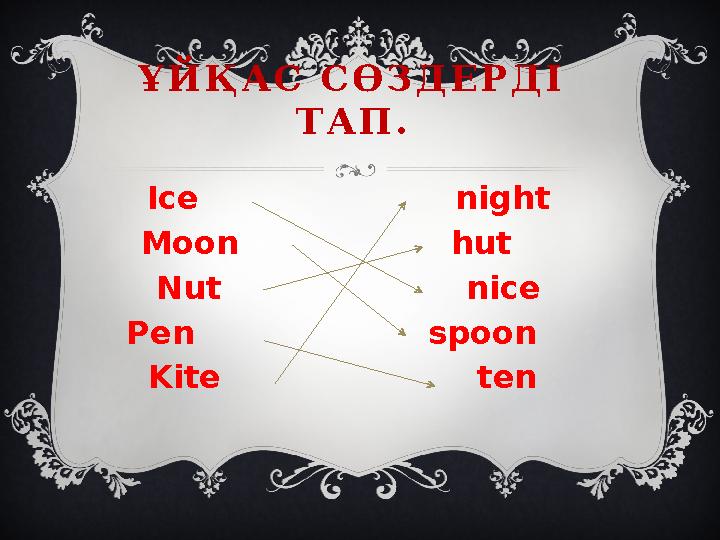 Ұ Й Қ А С С Ө З Д Е Р Д І Т А П . Ice night Moon hut Nut ni