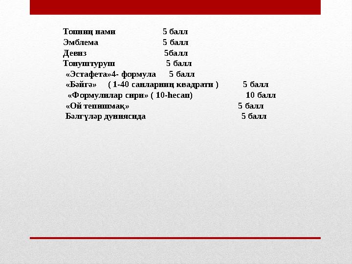 Топниң нами 5 балл Эмблема 5 балл Девиз