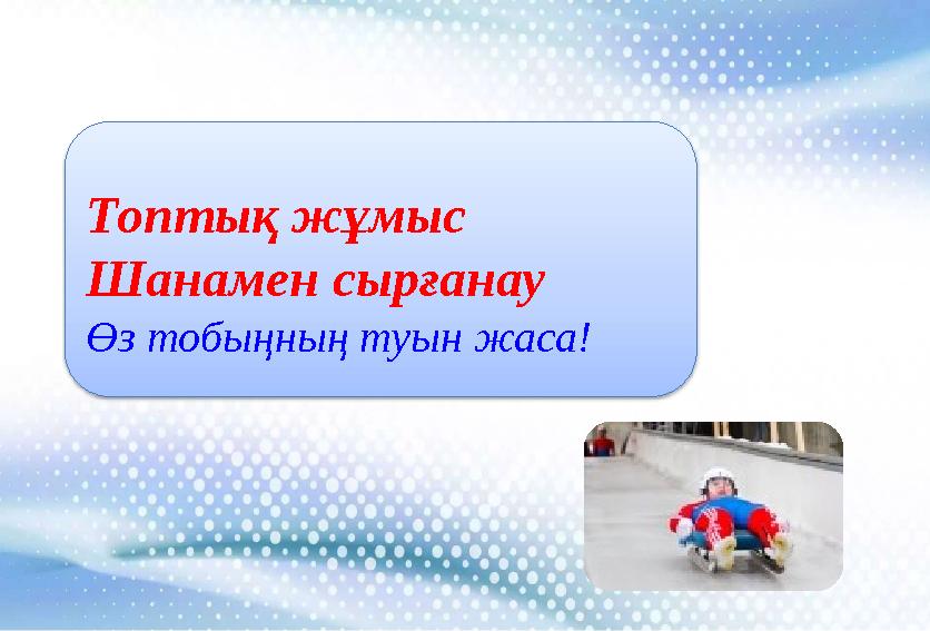 Топтық жұмыс Шанамен сырғанау Өз тобыңның туын жаса!