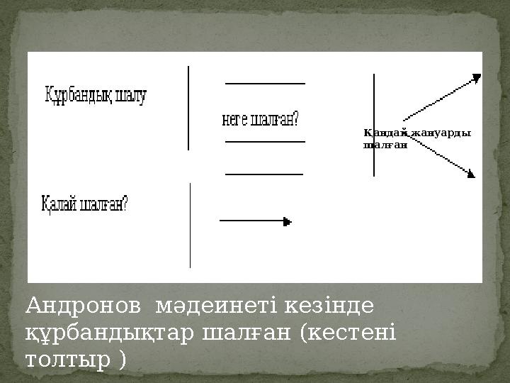 Андронов мәдеинеті кезінде құрбандықтар шалған ( кестені толтыр ) Қандай жануарды шалған