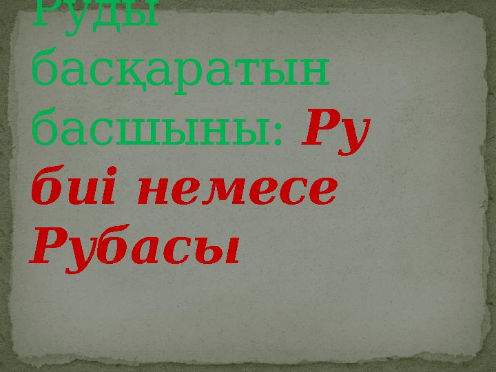 Руды басқаратын басшыны: Ру биі немесе Рубасы