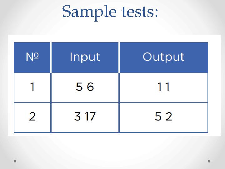 Sample tests: