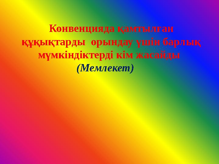 Конвенцияда қамтылған құқықтарды орындау үшін барлық мүмкіндіктерді кім жасайды