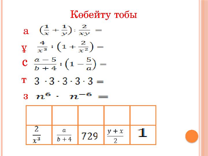 Көбейту тобы а ұ с т з