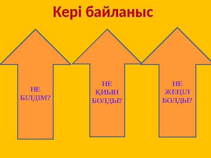 Кері байланыс НЕ БІЛДІМ? НЕ ҚИЫН БОЛДЫ? НЕ ЖЕҢІЛ БОЛДЫ?