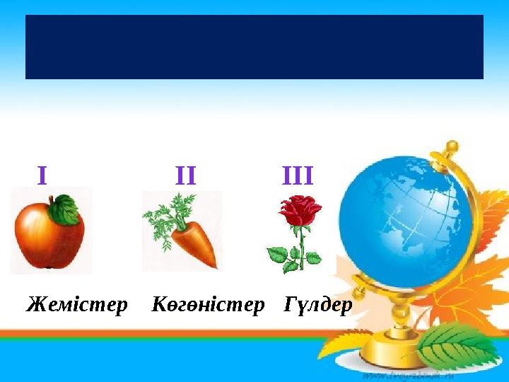 Топқа бөлу I II III Жемістер Көгөністер Гүлдер