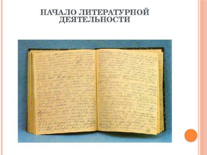 НАЧАЛО ЛИТЕРАТУРНОЙ ДЕЯТЕЛЬНОСТИ