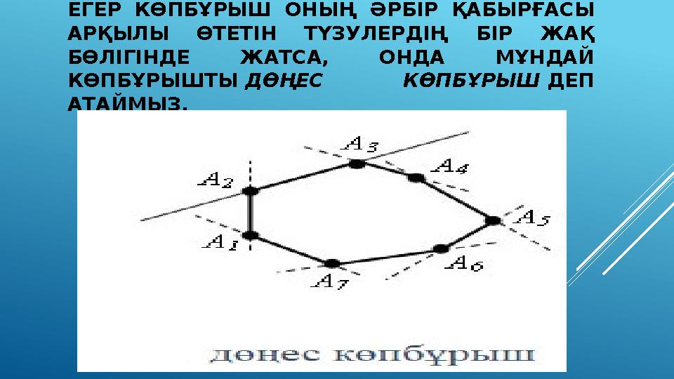 ЕГЕР КӨПБҰРЫШ ОНЫҢ ӘРБІР ҚАБЫРҒАСЫ АРҚЫЛЫ ӨТЕТІН ТҮЗУЛЕРДІҢ БІР ЖАҚ БӨЛІГІНДЕ ЖАТСА, ОНДА МҰНДАЙ КӨПБҰРЫШТЫ ДӨҢЕС