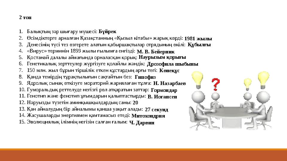 1. Балықтың зәр шығару мүшесі: 2. Өсімдіктерге арналған Қазақстанның «Қызыл кітабы» жарық көрді: 3. Денесінің түсі тез өзгерет 1. Балықтың зәр шығару мүшесі: 2. Өсімдіктерге арналған Қазақстанның «Қызыл кітабы» жарық көрді: 3. Денесінің түсі тез өзгерет