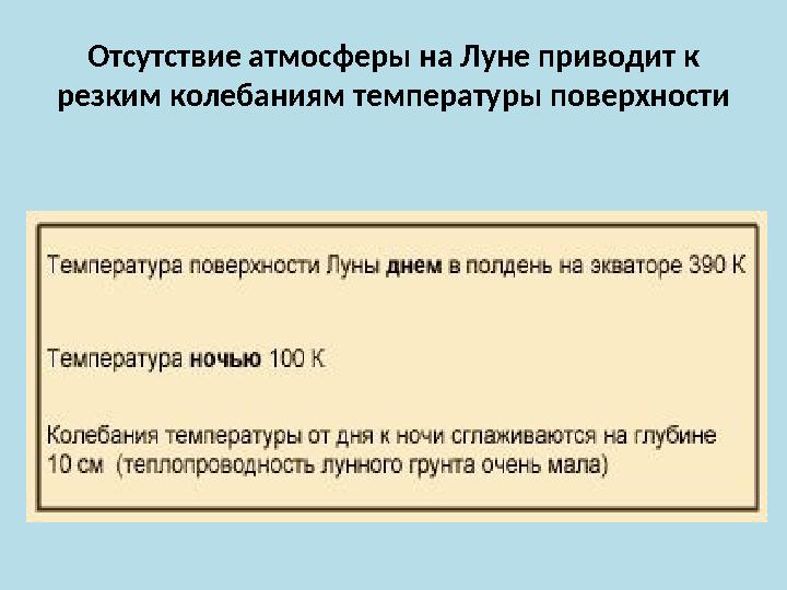 Отсутствие атмосферы на Луне приводит к резким колебаниям температуры поверхности