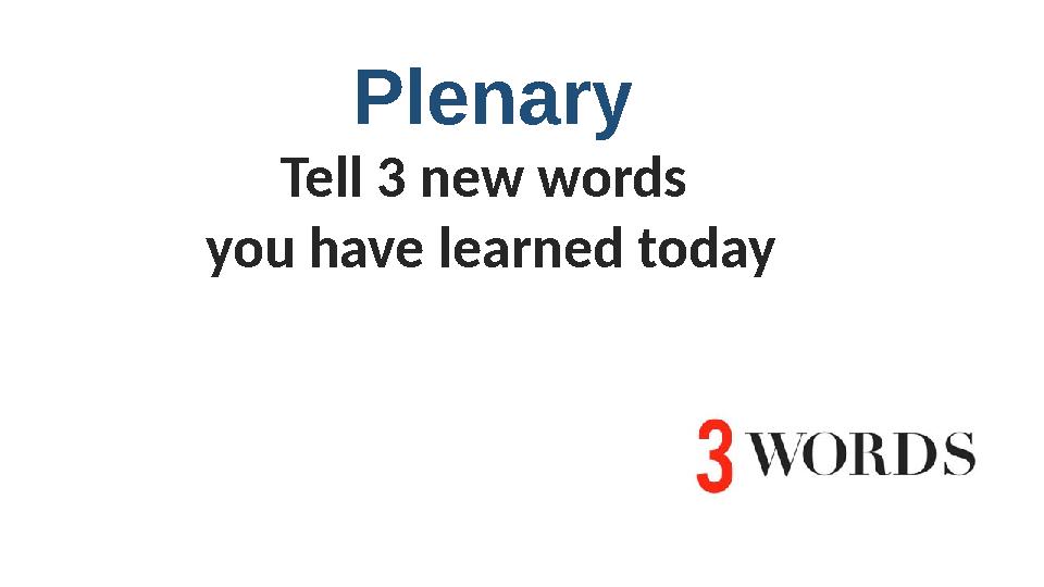 Plenary Tell 3 new words you have learned today