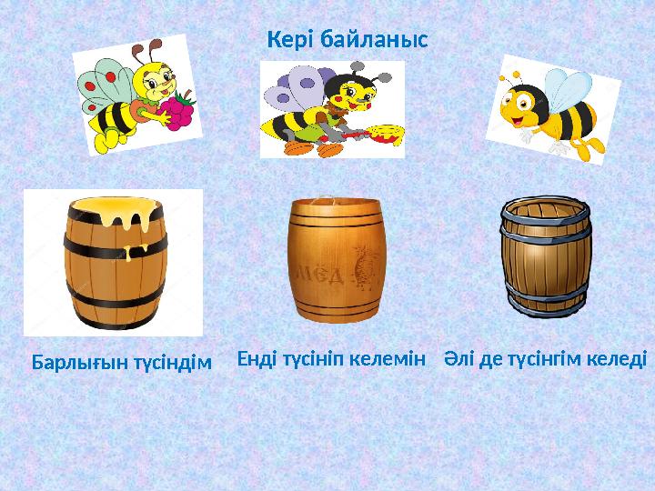 Кері байланыс Барлығын түсіндім Енді түсініп келемін Әлі де түсінгім келеді