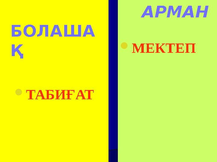БОЛАША Қ  ТАБИҒАТ АРМАН  МЕКТЕП