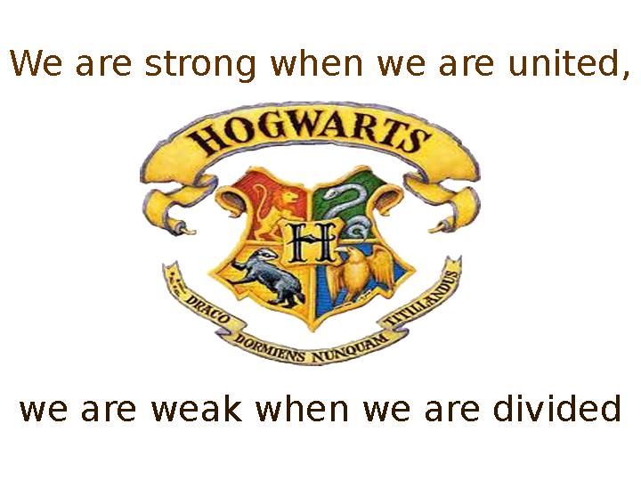 We are strong when we are united, we are weak when we are divided