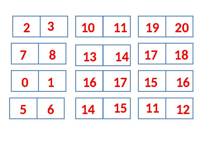 2 7 0 5 10 13 16 14 19 17 15 113 8 1 6 11 14 17 15 20 18 16 12