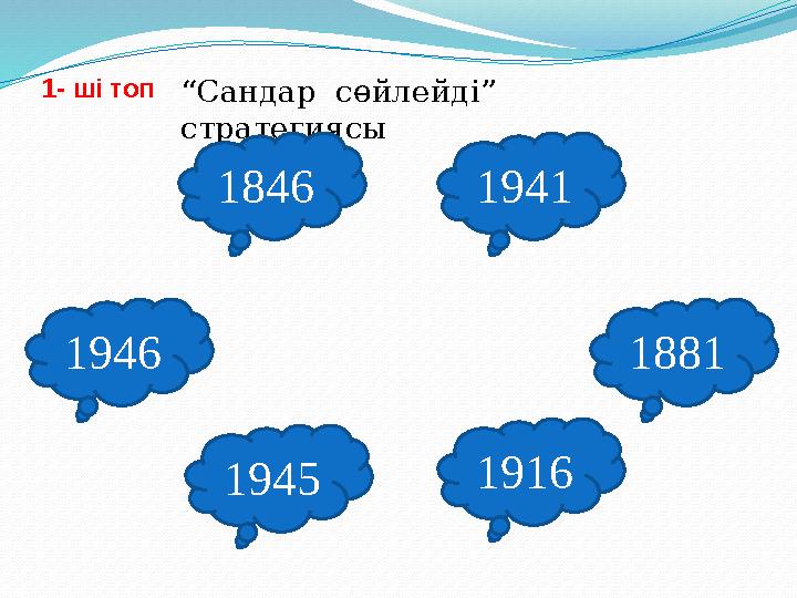 “ Сандар сөйлейді” стратегиясы 1846 1945 19161946 188119411- ші топ