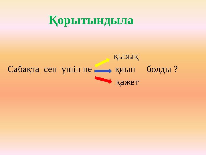 Қорытындыла қызық Сабақта сен үшін не қиын болды ?