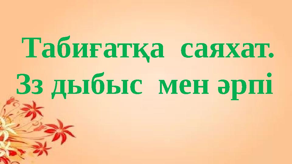 Табиғатқа саяхат. Зз дыбыс мен әрпі