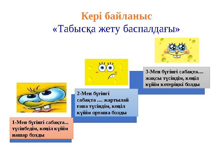 Кері байланыс «Табысқа жету баспалдағы» 1 -Мен бүгінгі сабақта... түсінбедім, көңіл күйім нашар болды 2-Мен бүгінгі сабақта .