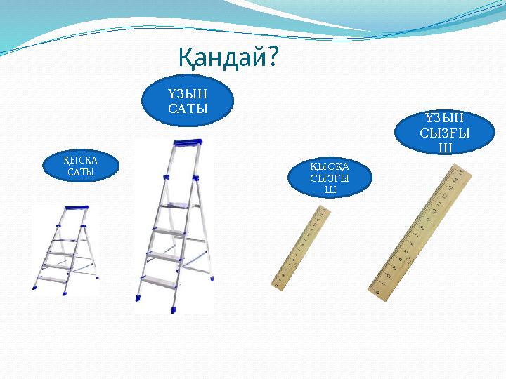 Қандай? ҚЫСҚА САТЫ ҰЗЫН САТЫ ҚЫСҚА СЫЗҒЫ Ш ҰЗЫН СЫЗҒЫ Ш
