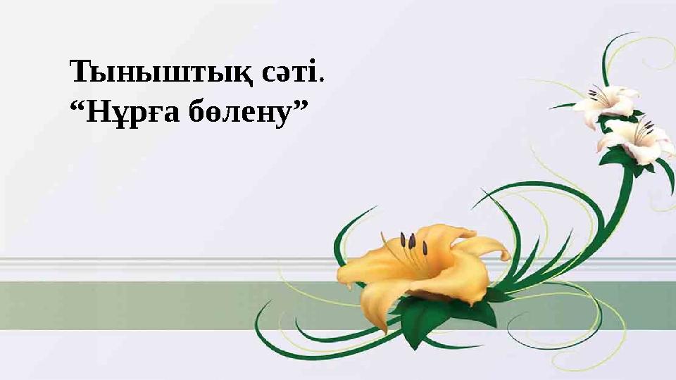 Тыныштық сәті . “ Нұрға бөлену”