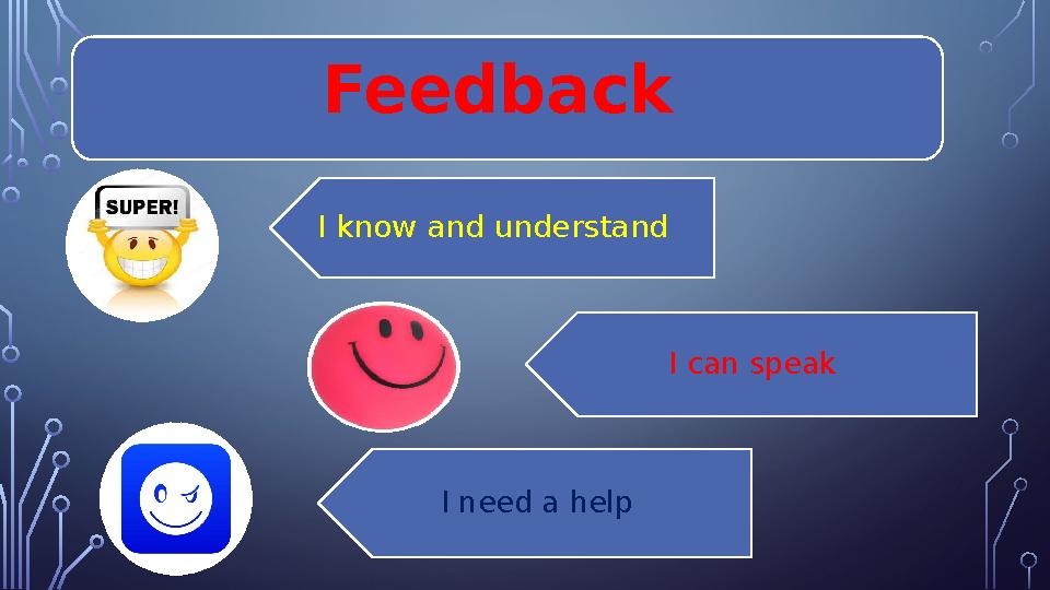 I know and understand I can speak I need a help Feedback