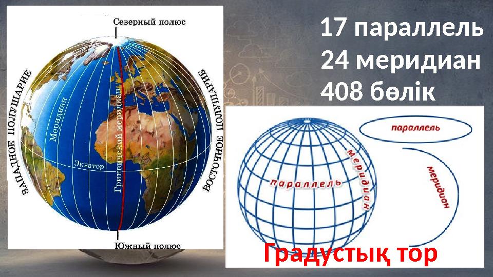 24 меридиан17 параллель 408 бөлік Градустық тор