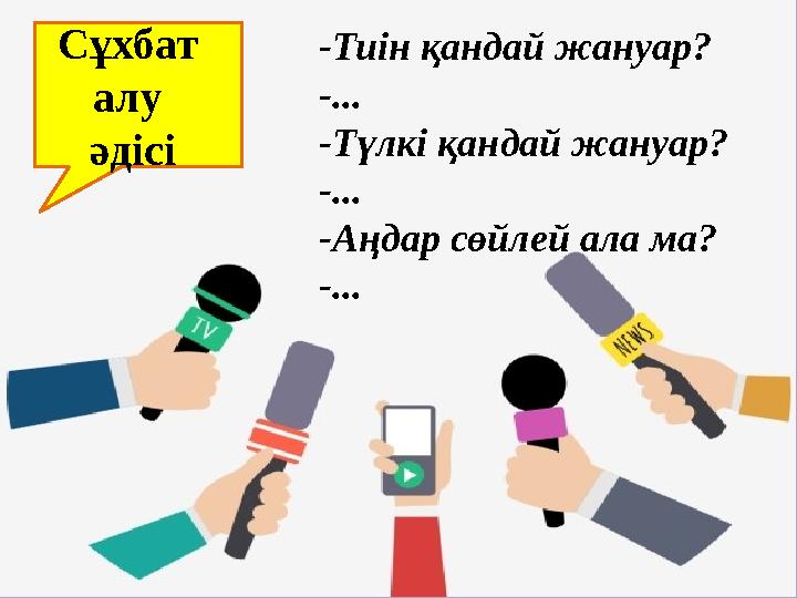 -Тиін қандай жануар? -... -Түлкі қандай жануар? -... -Аңдар сөйлей ала ма? -...Сұхбат алу әдісі
