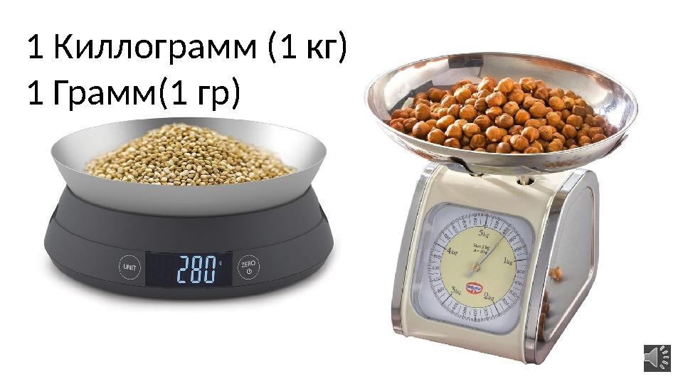 1 Киллограмм (1 кг) 1 Грамм(1 гр)