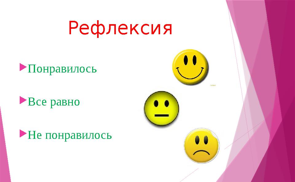 Рефлексия  Понравилось  Все равно  Не понравилось