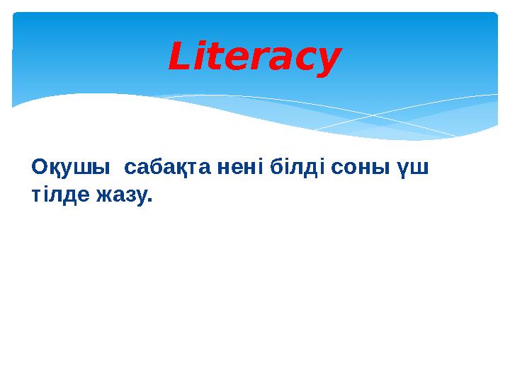 Оқушы сабақта нені білді соны үш тілде жазу. Literacy