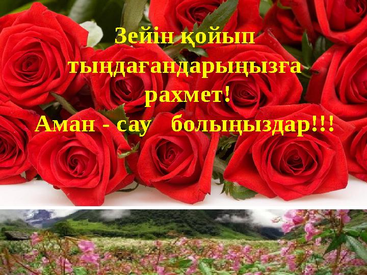 Зейін қойып тыңдағандарыңызға рахмет! Аман - сау болыңыздар!!!