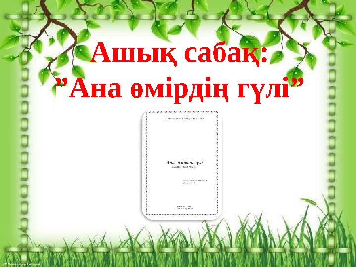 Ашық сабақ: ” Ана өмірдің гүлі”