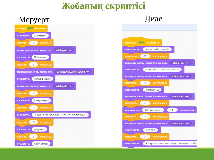 Жобаның скриптісі Меруерт Диас