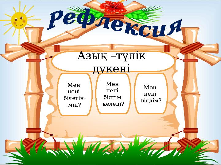 Азық –түлік дүкені Мен нені білетін- мін? Мен нені білгім келеді? Мен нені білдім?