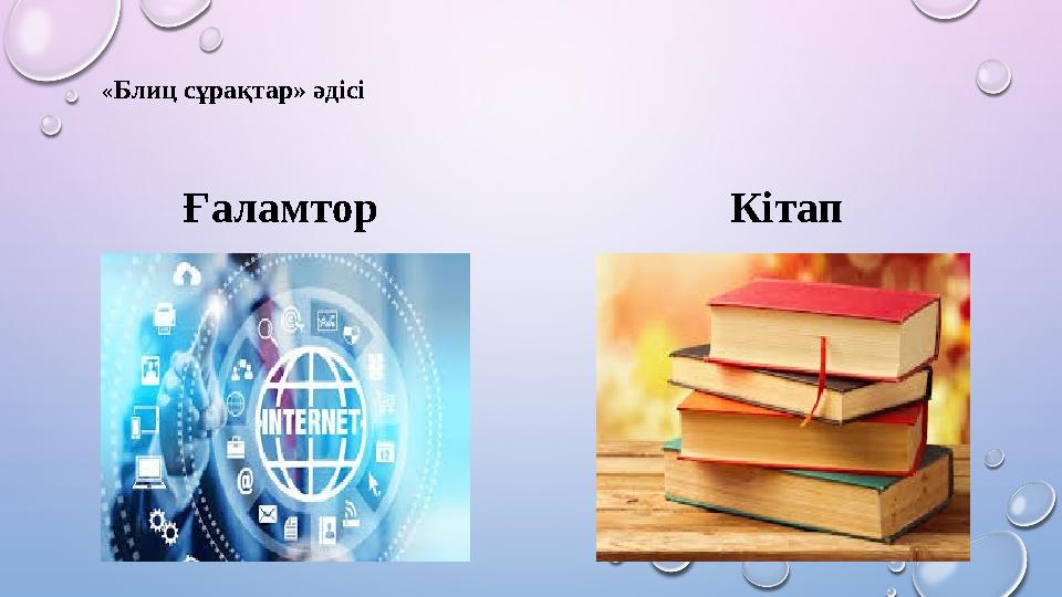 « Блиц сұрақтар» әдісі Ғаламтор Кітап
