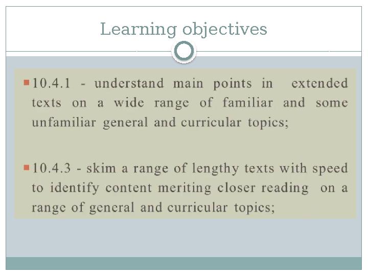 Learning objectives