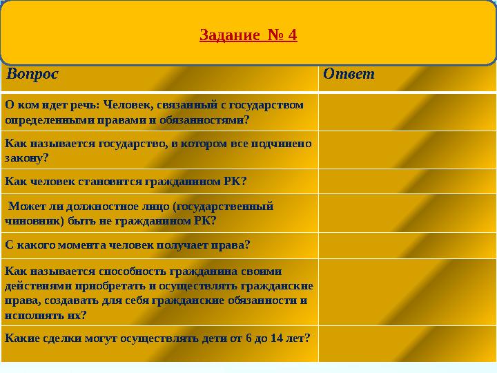 Вопрос Ответ О ком идет речь: Человек, связанный с государством определенными правами и обязанностями? Как называется государст