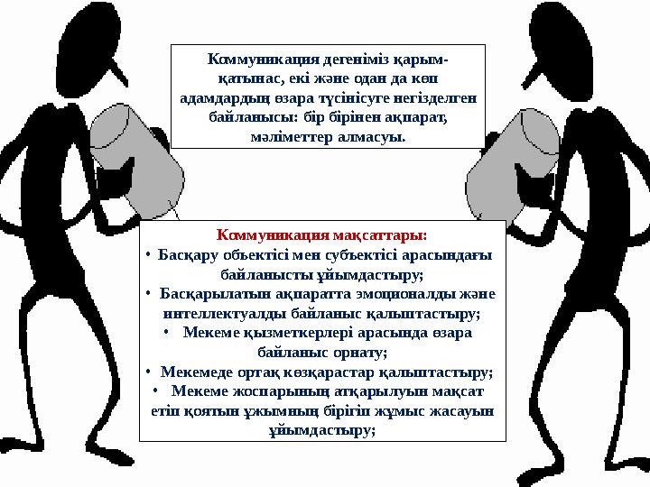 Коммуникация дегеніміз қарым- қатынас, екі және одан да көп адамдардың өзара түсінісуге негізделген байланысы: бір бірінен ақп