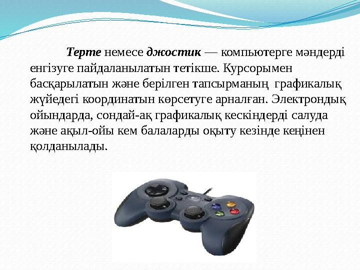 Терте немесе джостик — компьютерге мәндерді енгізуге пайдаланылатын тетікше. Курсорымен басқарылатын және берілген тапсыр