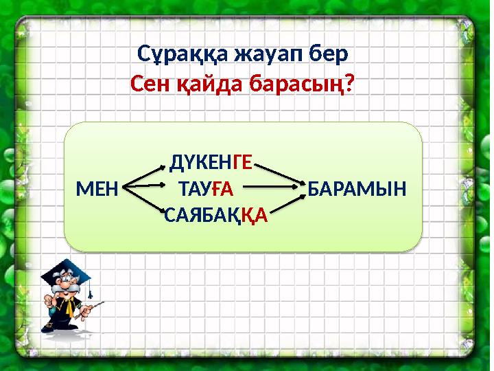 Сұраққа жауап бер Сен қайда барасың? ДҮКЕН ГЕ МЕН ТАУ ҒА БАРАМЫН