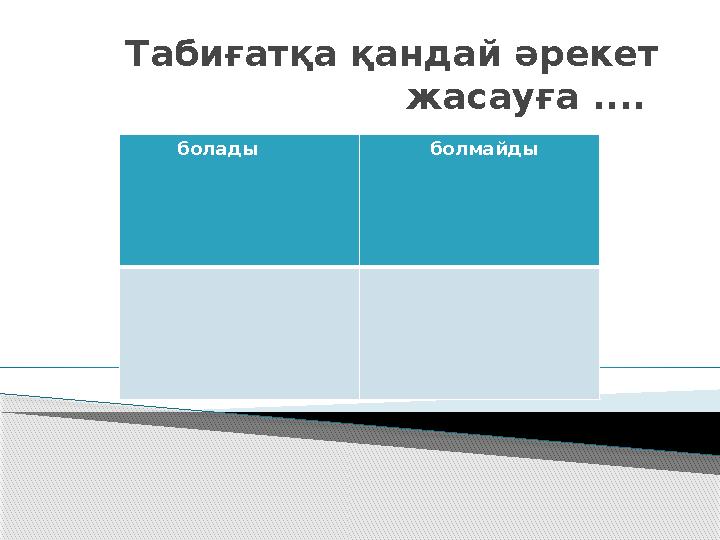 Табиғатқа қандай әрекет жасауға .... болады болмайды