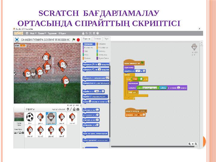 SCRATCH БАҒДАРЛАМАЛАУ ОРТАСЫНДА СПРАЙТТЫҢ СКРИПТІСІ