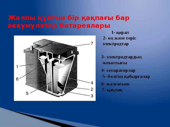 Жалпы құятын бір қақпағы бар аккумулятор батареялары 1- қорап